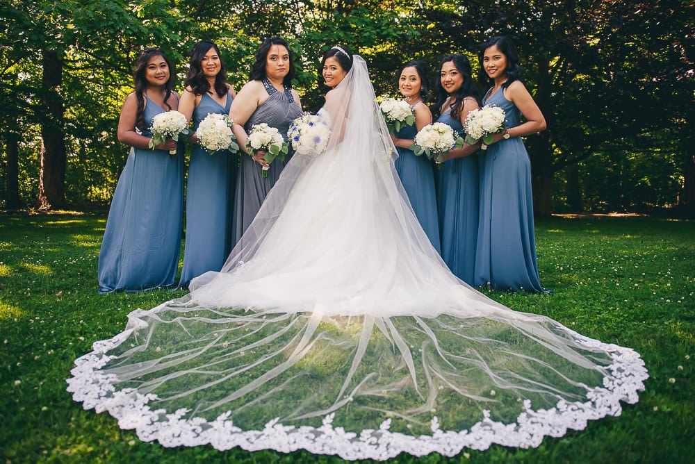 bridal party wedding photo at civic gardens in London Ontario