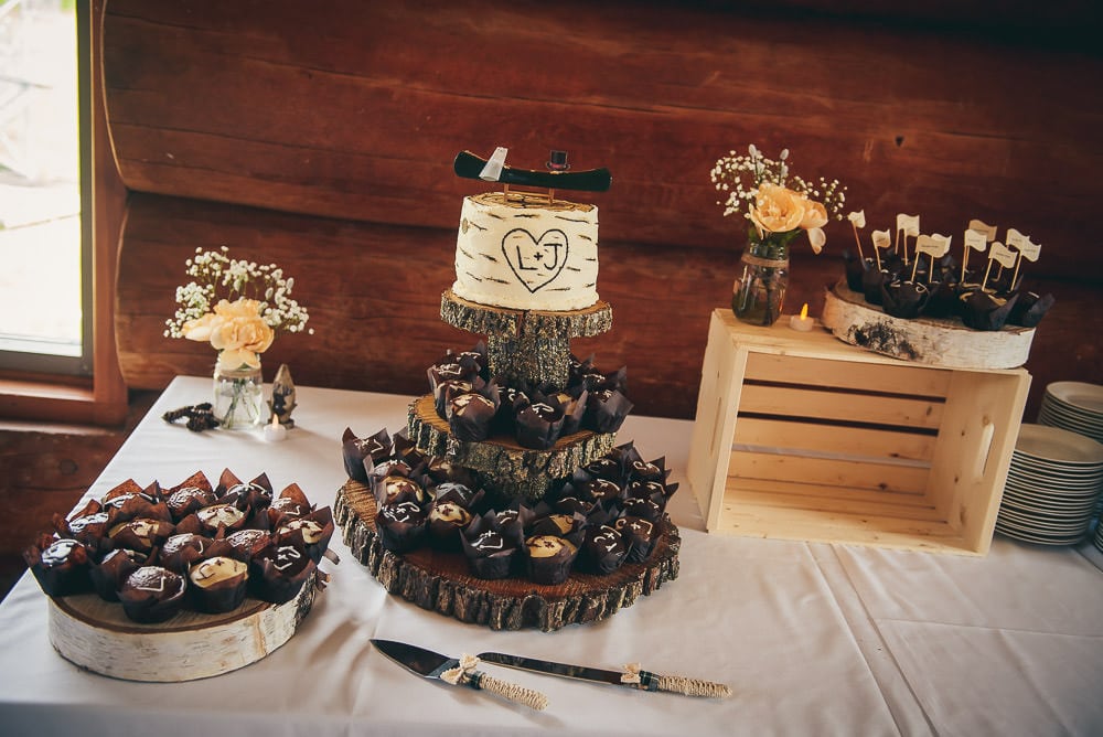 camping inspired wedding cake at pine valley chalet