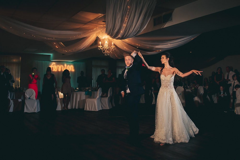 bride and grooms first dance at wedding at Mitchell golf and country club