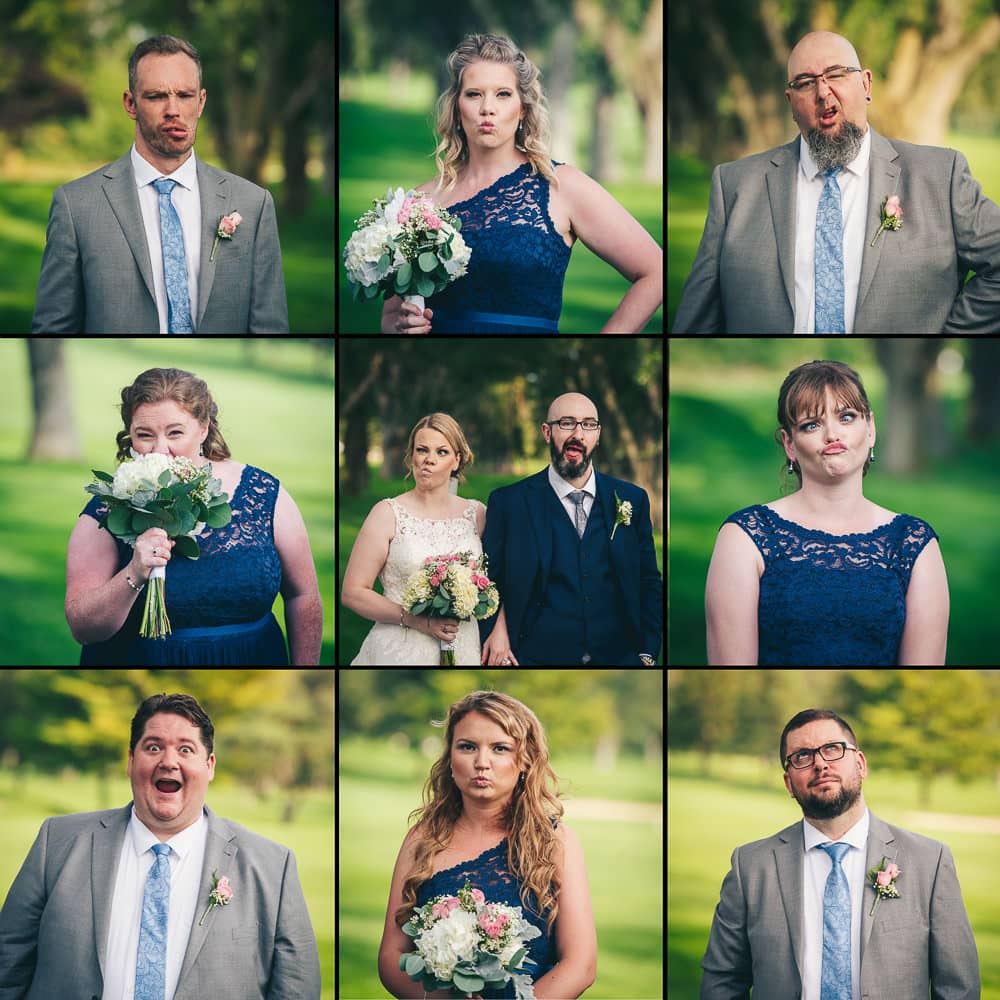 Brady bunch themed wedding party photo at the Stratford country club