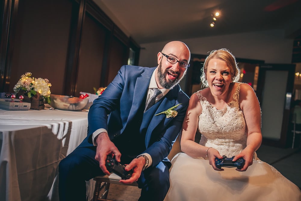 video game themed wedding photo at the Stratford country club