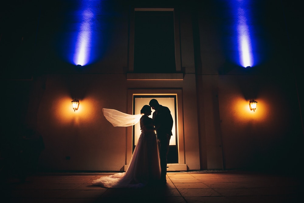 night time wedding photo at Carmens banquet hall in Hamilton Ontario 