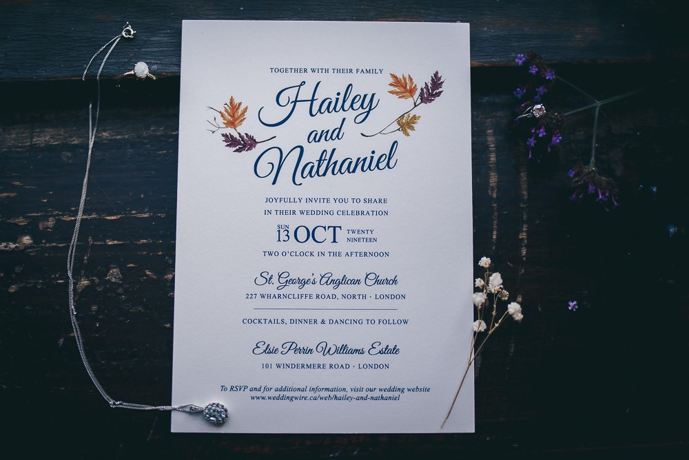 wedding invite for elsie Perrin Williams estate wedding