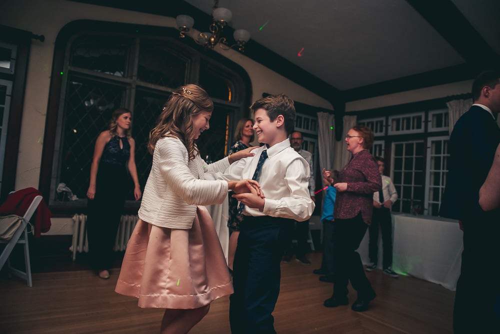 young kids dancing at elsie Perrin wedding reception