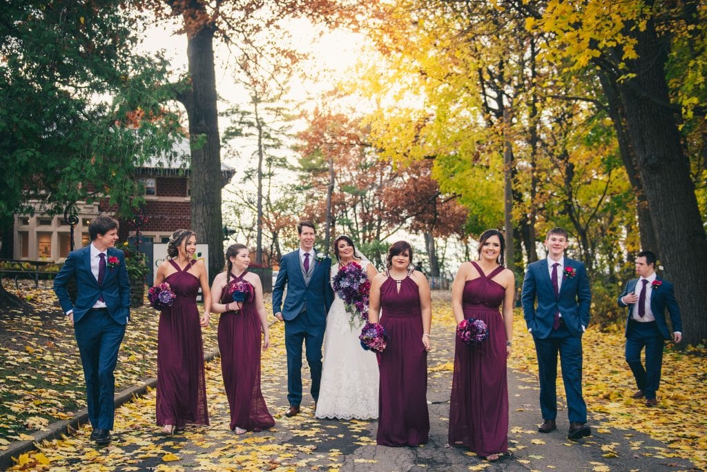 November wedding - still leaves on the trees